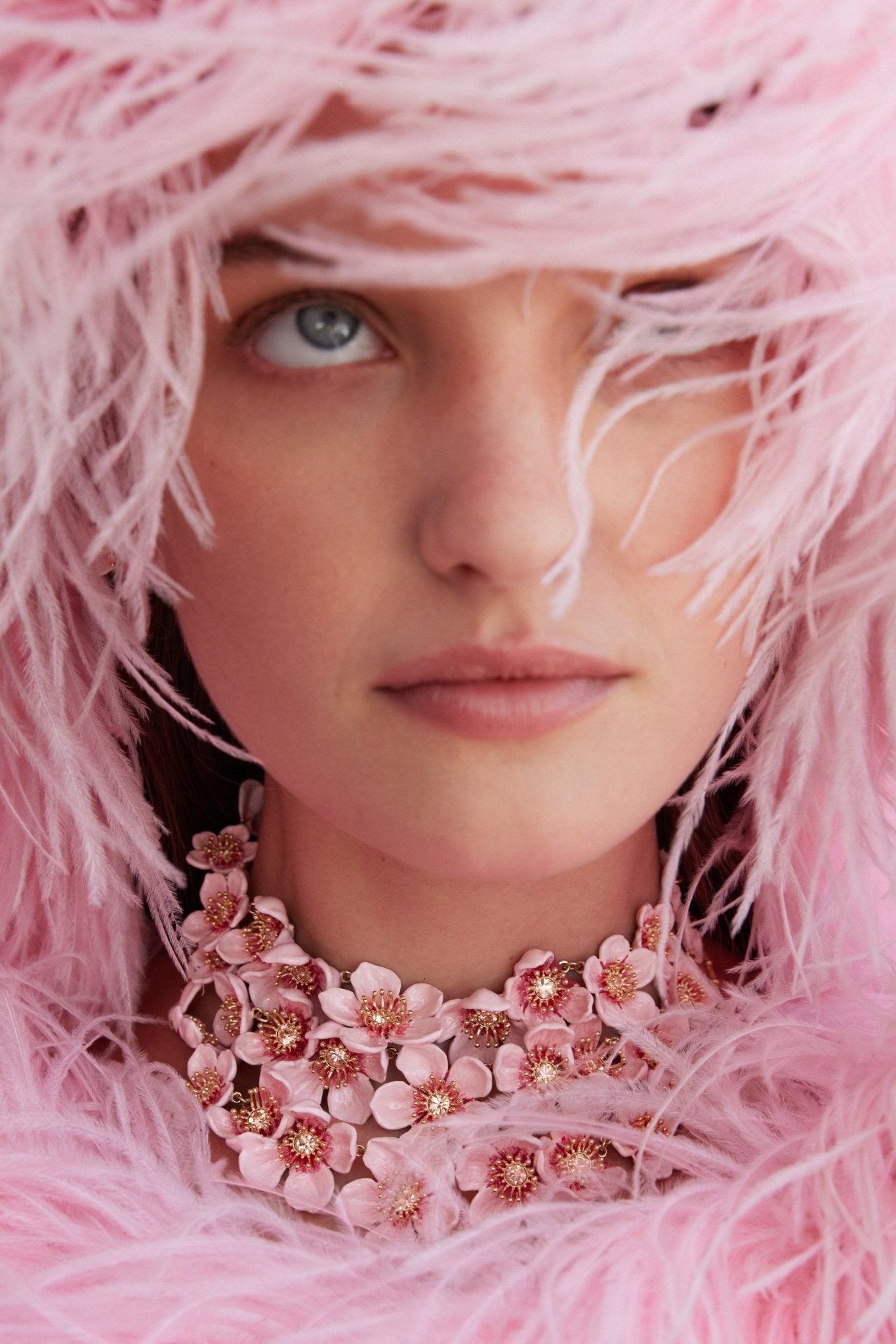 Pink Cherry Blossom Statement Necklace | AXHA3012 - Les Nereides