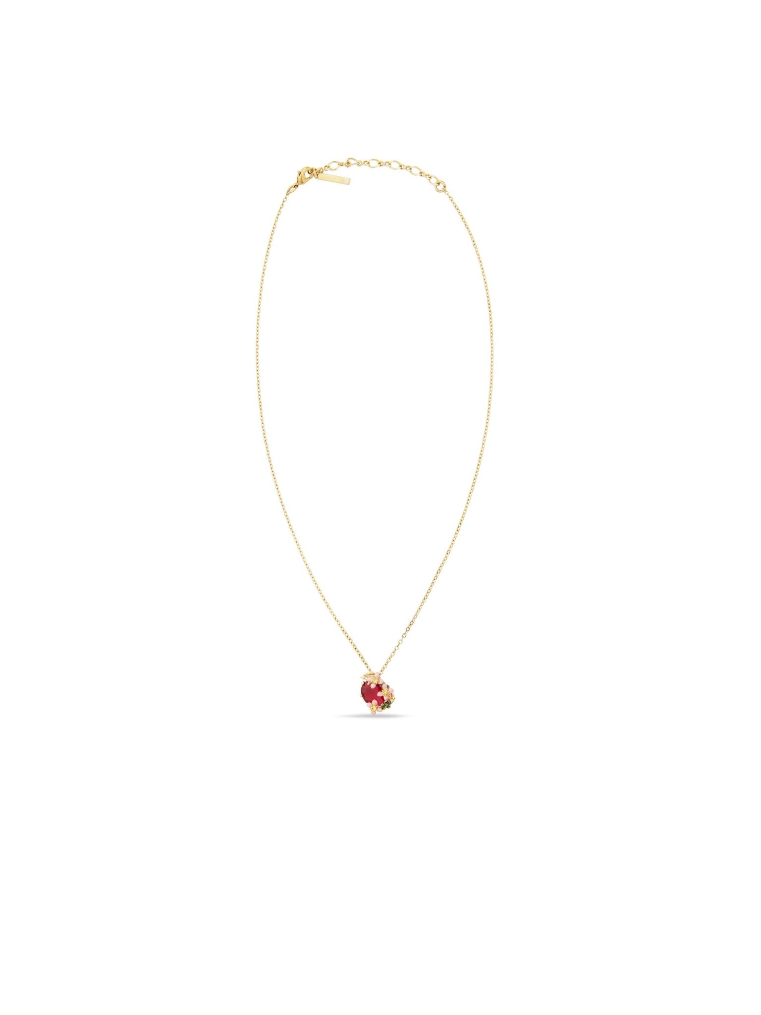 Pink Faceted Crystal And Pink Flower Pendant Necklace | AUVI3031 - Les Nereides