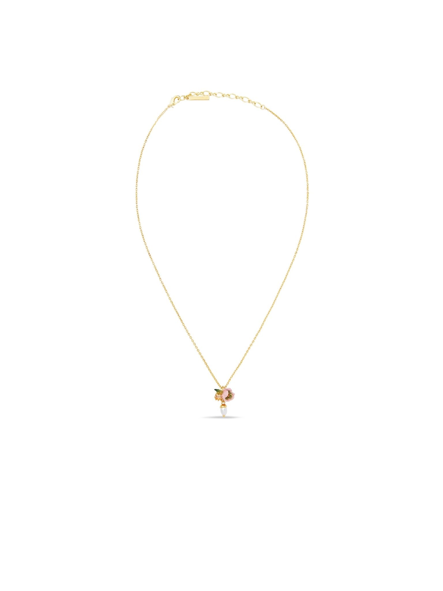 Pink Hellebore & Crystal Pearl Pendant Necklace | AUVH3041 - Les Nereides