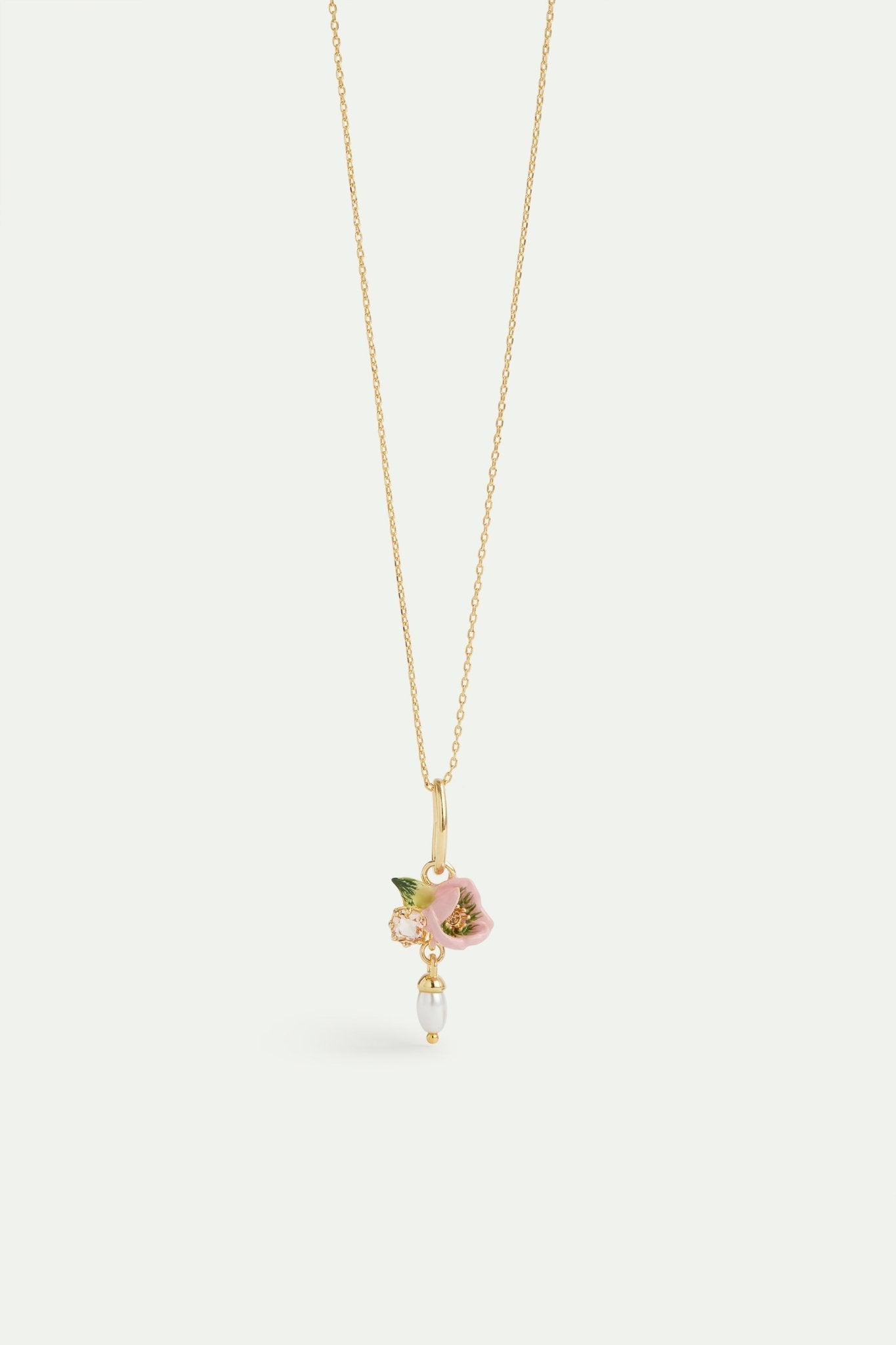 Pink Helleborus And Artificial Pearl Pendant, Feminity And Gentleness | AVPE4421 - Les Nereides