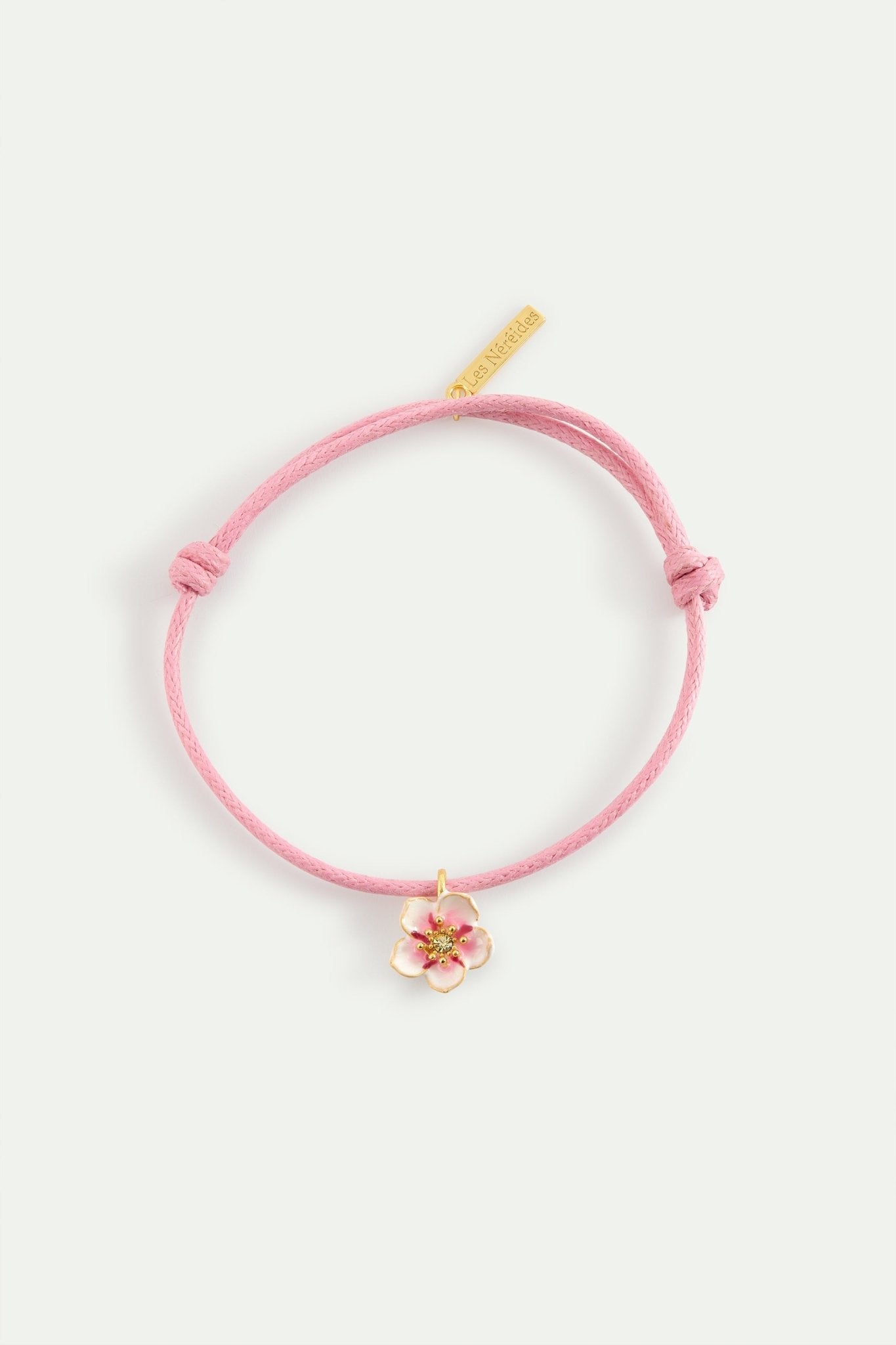 Pink Thread Bracelet With A Tiny White Cherry Blossom | AYHM2021 - Les Nereides