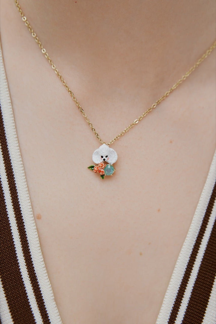 Poodle Pendant Necklace With Roses | AWLA3011 - Les Nereides
