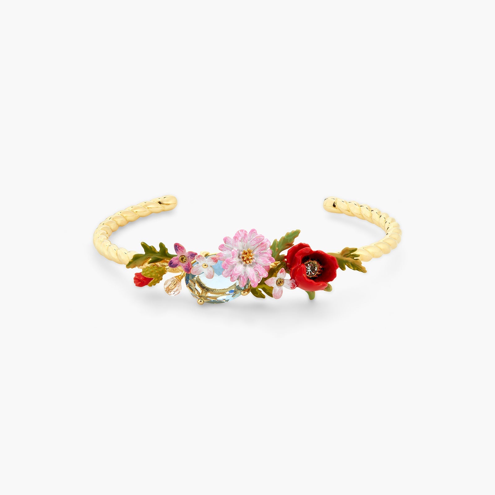 Poppy, Daisy And Blue Cut Crystal Stone Bangle Bracelet | ATPO2011 - Les Nereides