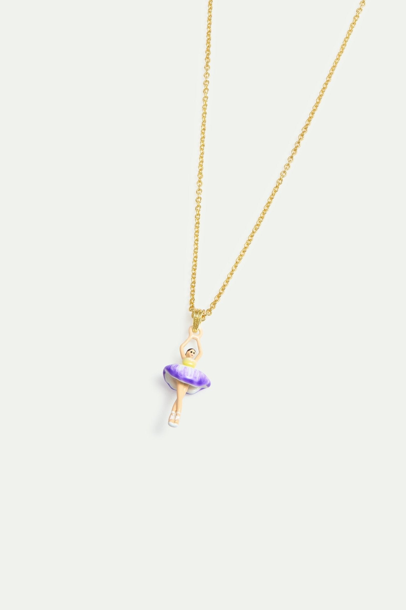 Purple And Yellow Tutu Ballerina Pendant Necklace With Purple Crystals | AYMDD3011 - Les Nereides