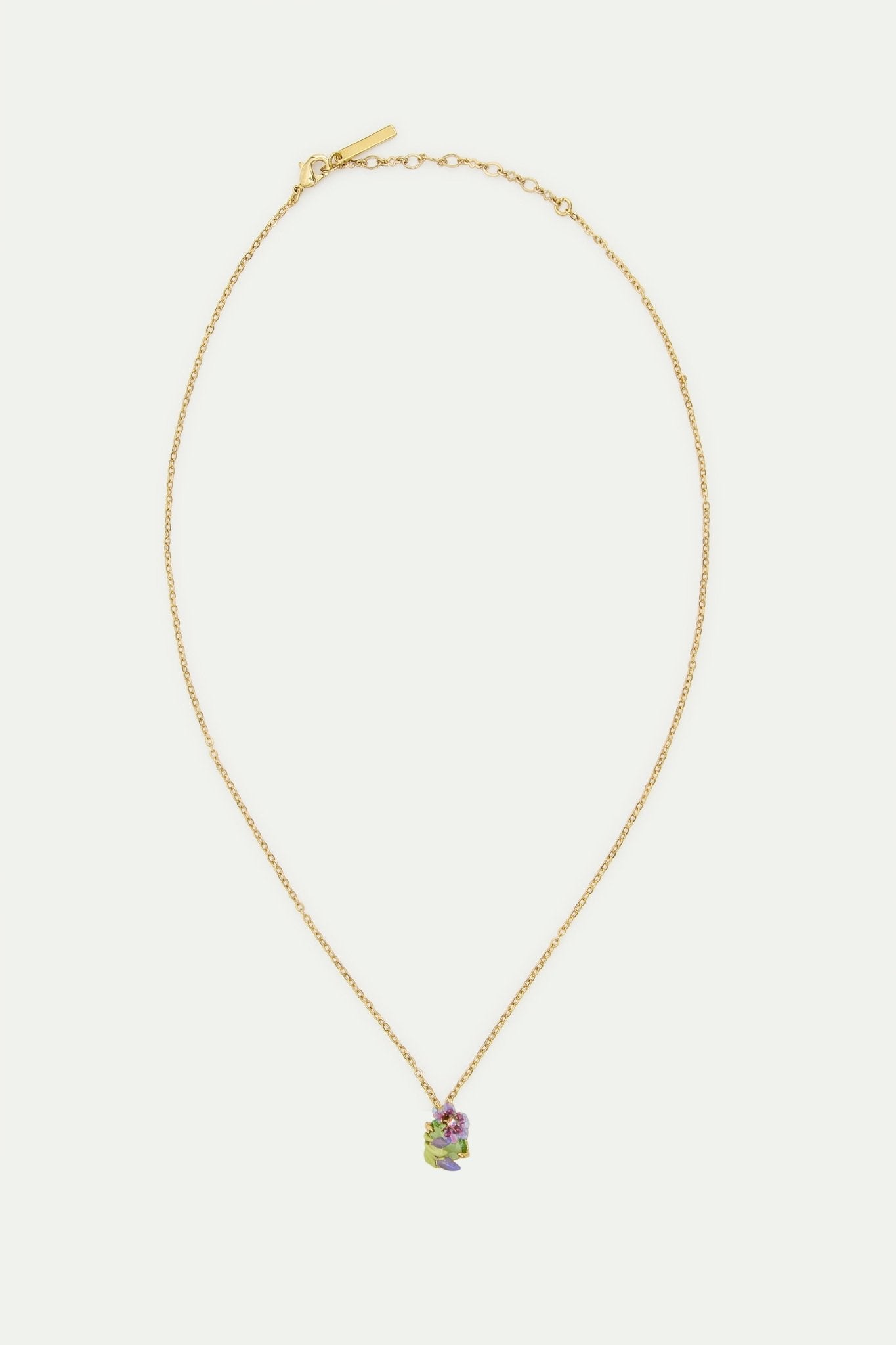 Purple Clematis, Green Emerald - Cut Crystal And Purple Wisteria Pendant Necklace | AWMM3041 - Les Nereides
