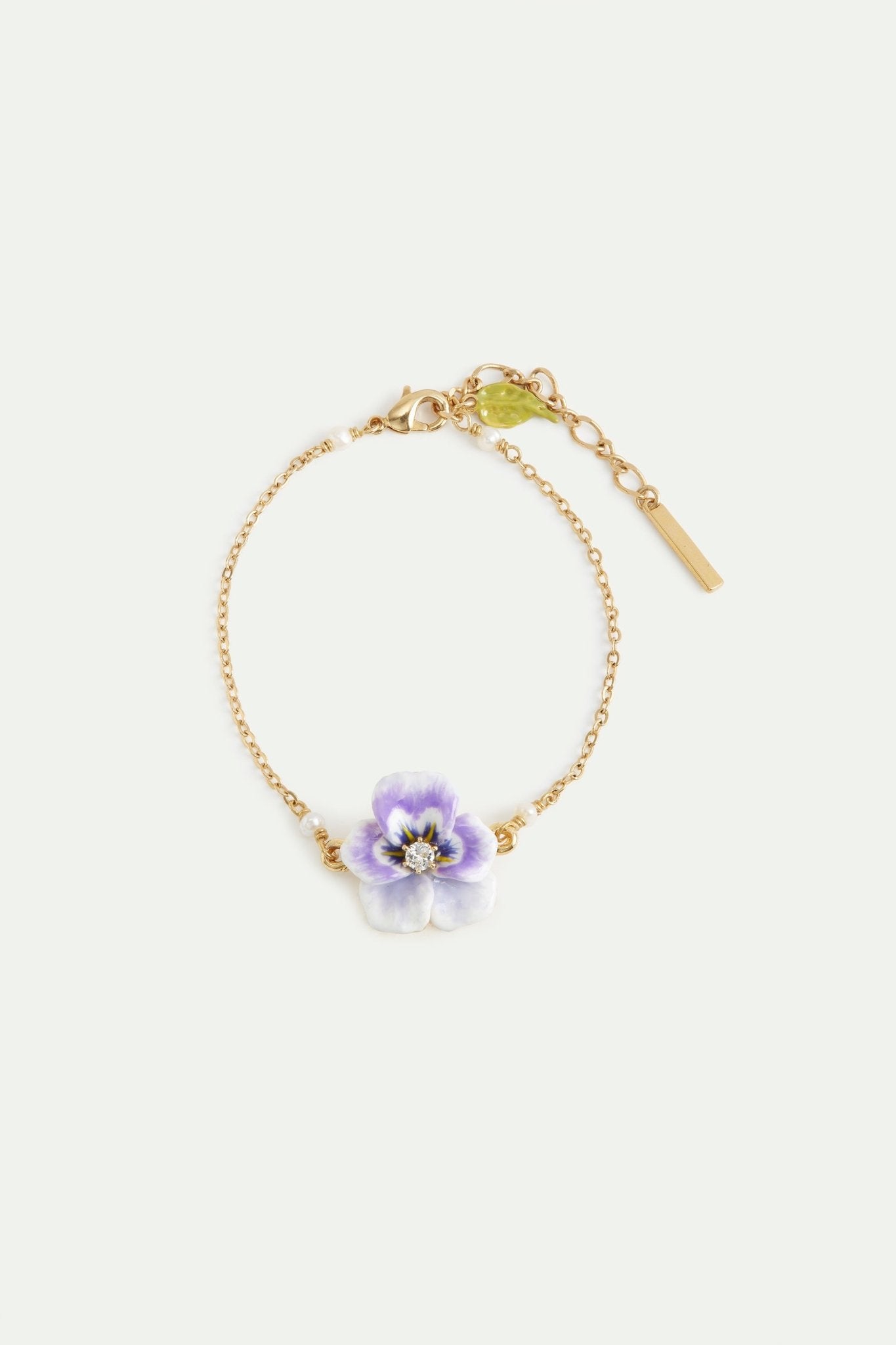 Purple Pansy And Cut Crystal Bracelet | AWMP2041 - Les Nereides