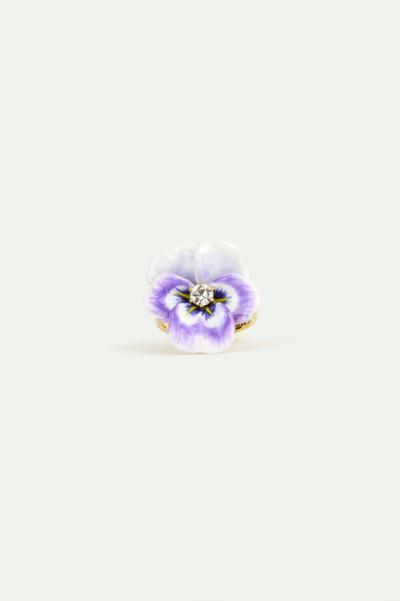 Purple Pansy And Cut Crystal Cocktail Ring | AWMP6031 - Les Nereides