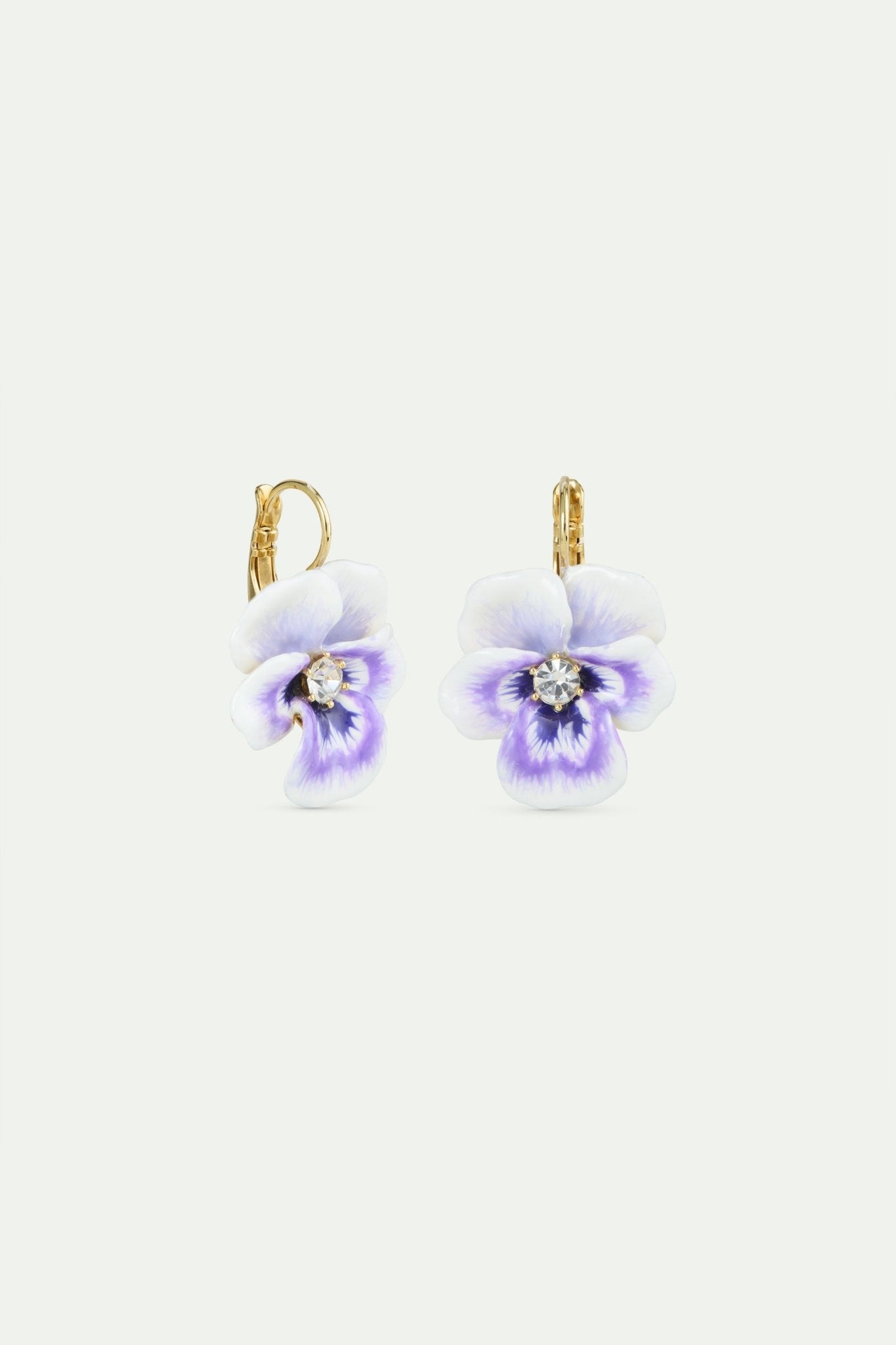 Purple Pansy And Cut Crystal Earrings | AWMP1031 - Les Nereides