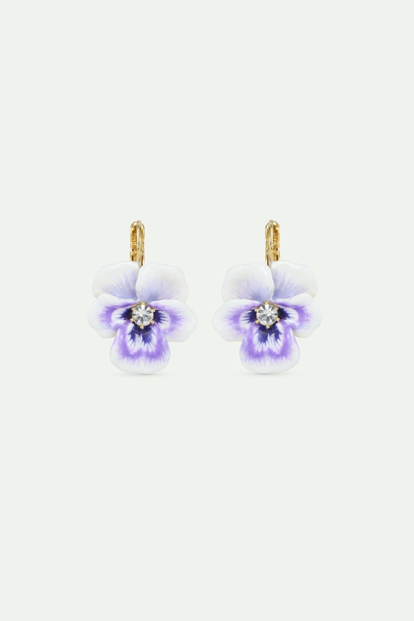 Purple Pansy And Cut Crystal Earrings | AWMP1031 - Les Nereides