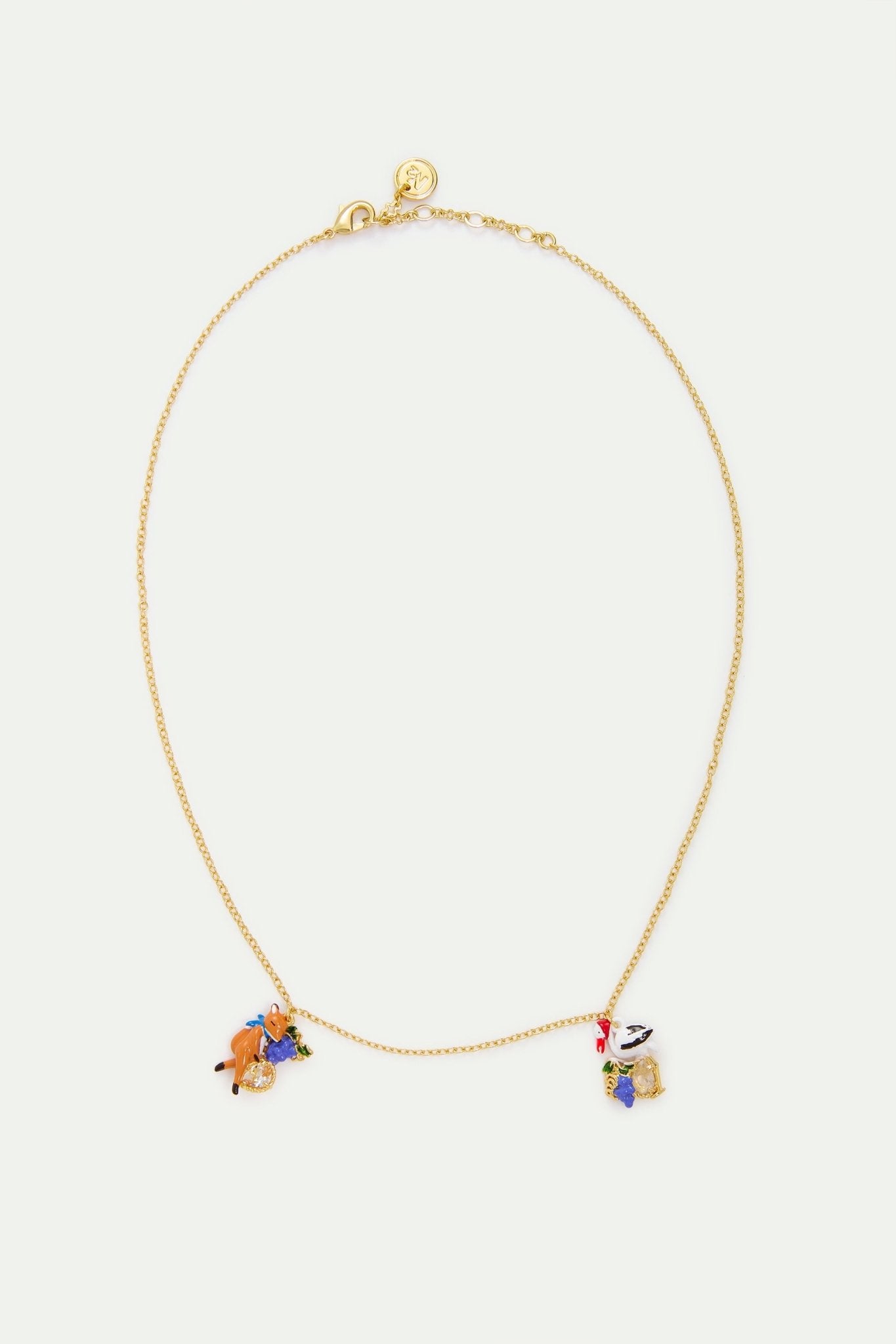 Purple “The Fox And The Stork” Necklace, With Grapes And Faceted Glass | AYFB3031 - Les Nereides
