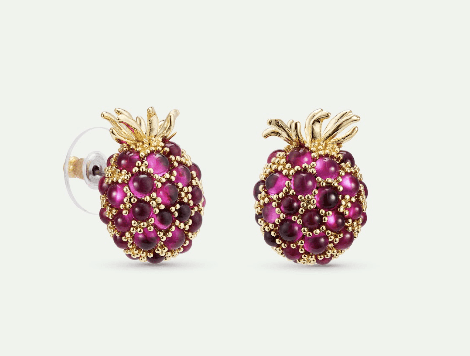 Raspberry And Golden Bead Earrings | AXRF1031 - Les Nereides