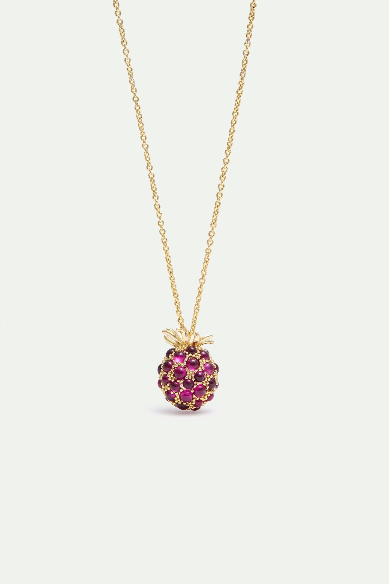 Raspberry And Golden Bead Pendant Necklace | AXRF3031 - Les Nereides