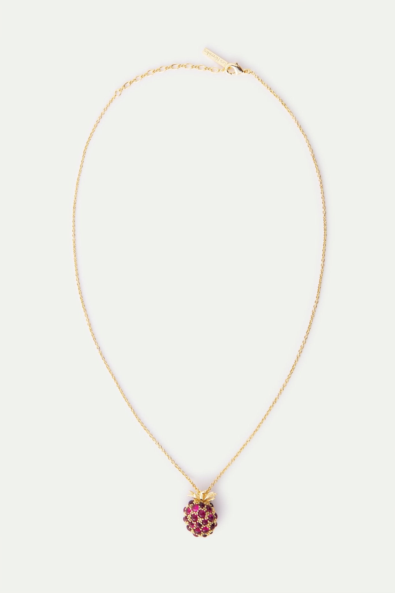 Raspberry And Golden Bead Pendant Necklace | AXRF3031 - Les Nereides