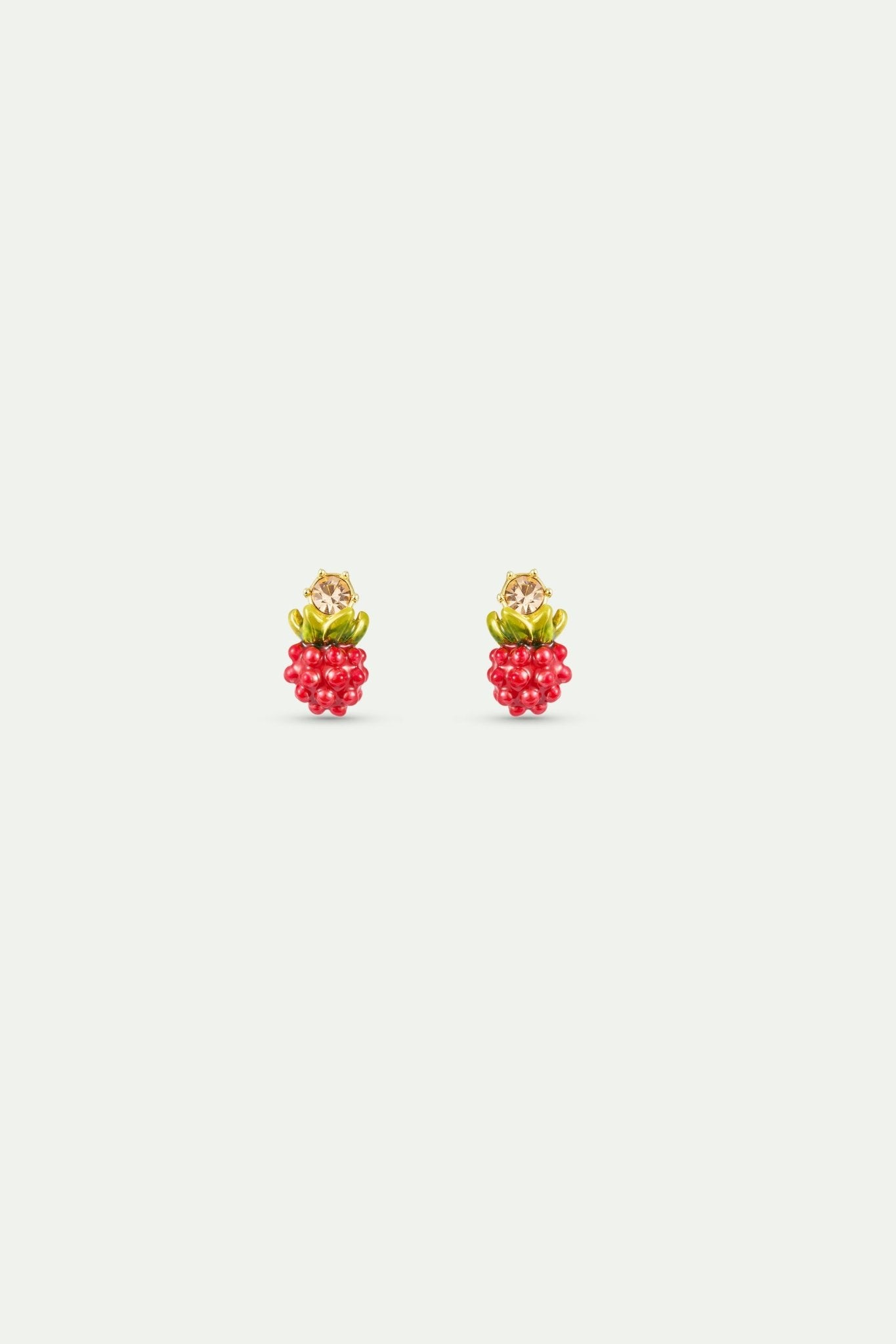 Raspberry And Round Gold Stone Sleeper Earrings | AXAM1081 - Les Nereides