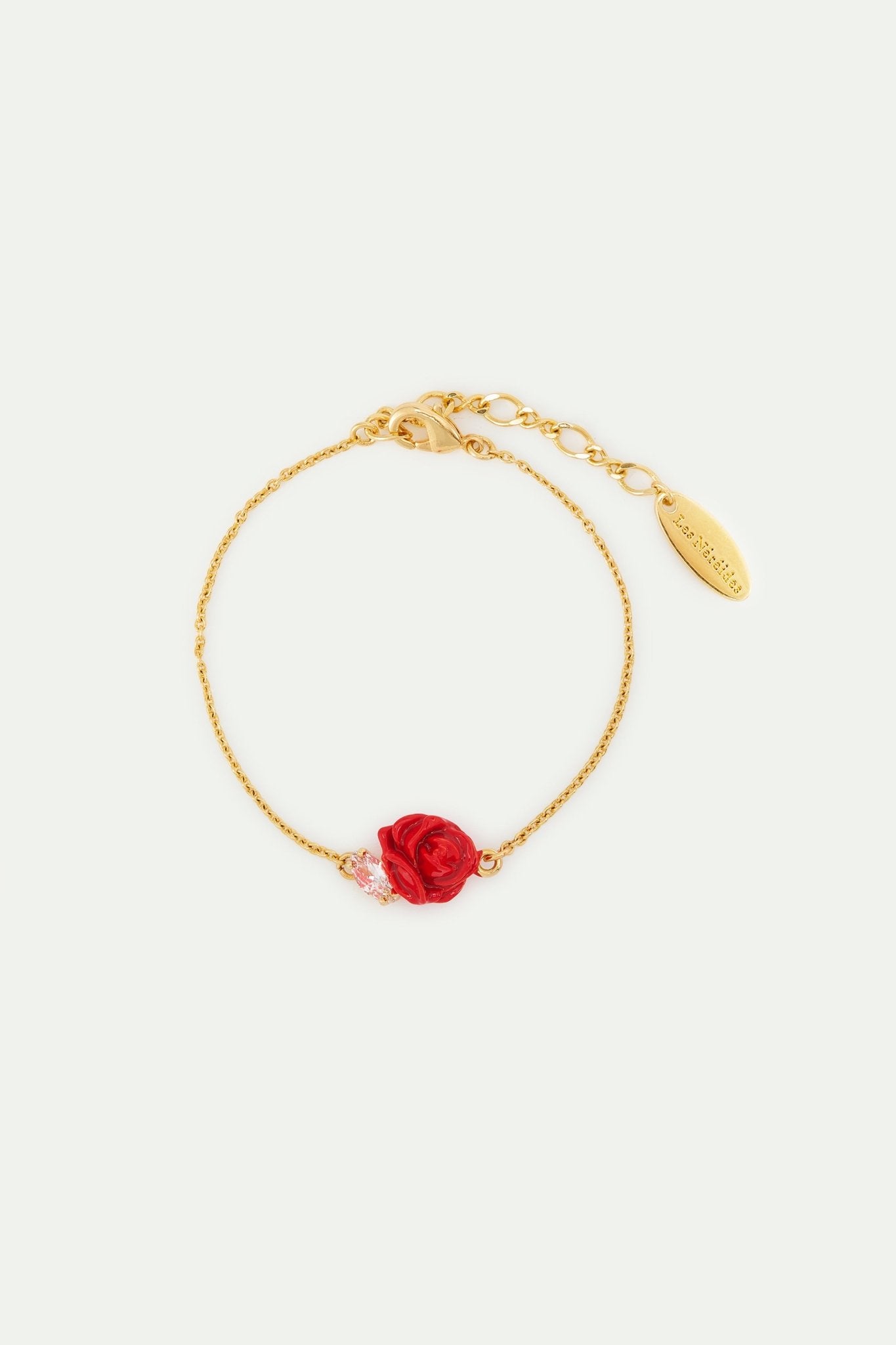 Red Rosebud And Cut Crystal Fine Bracelet | AXOP2011 - Les Nereides