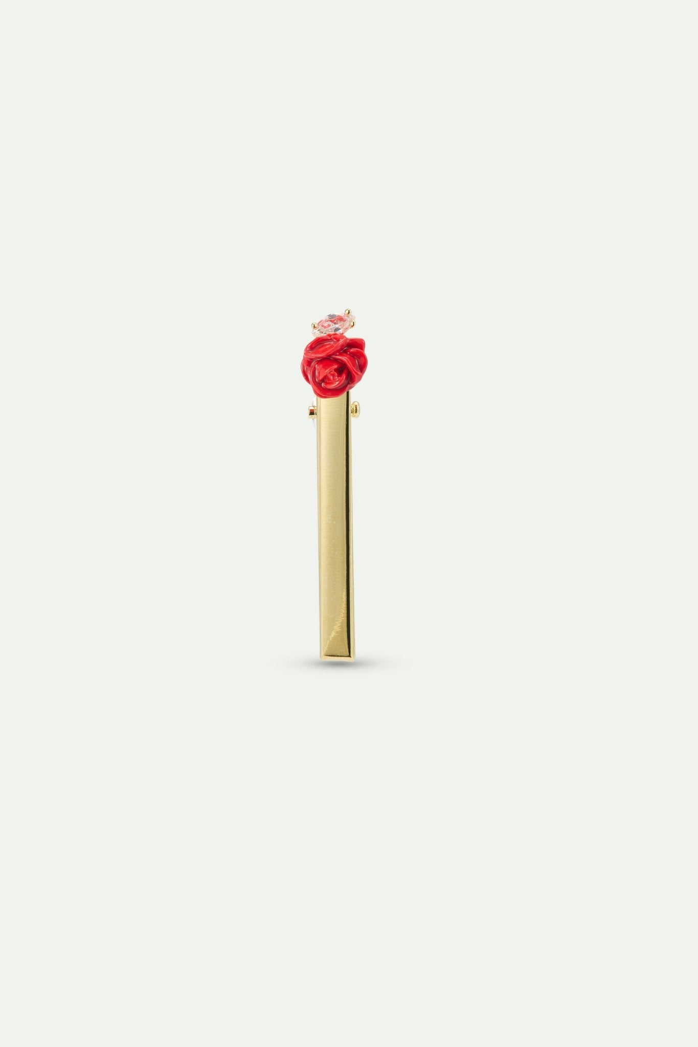 Red Rosebud And Cut Crystal Hair Pin | AXOP4011 - Les Nereides