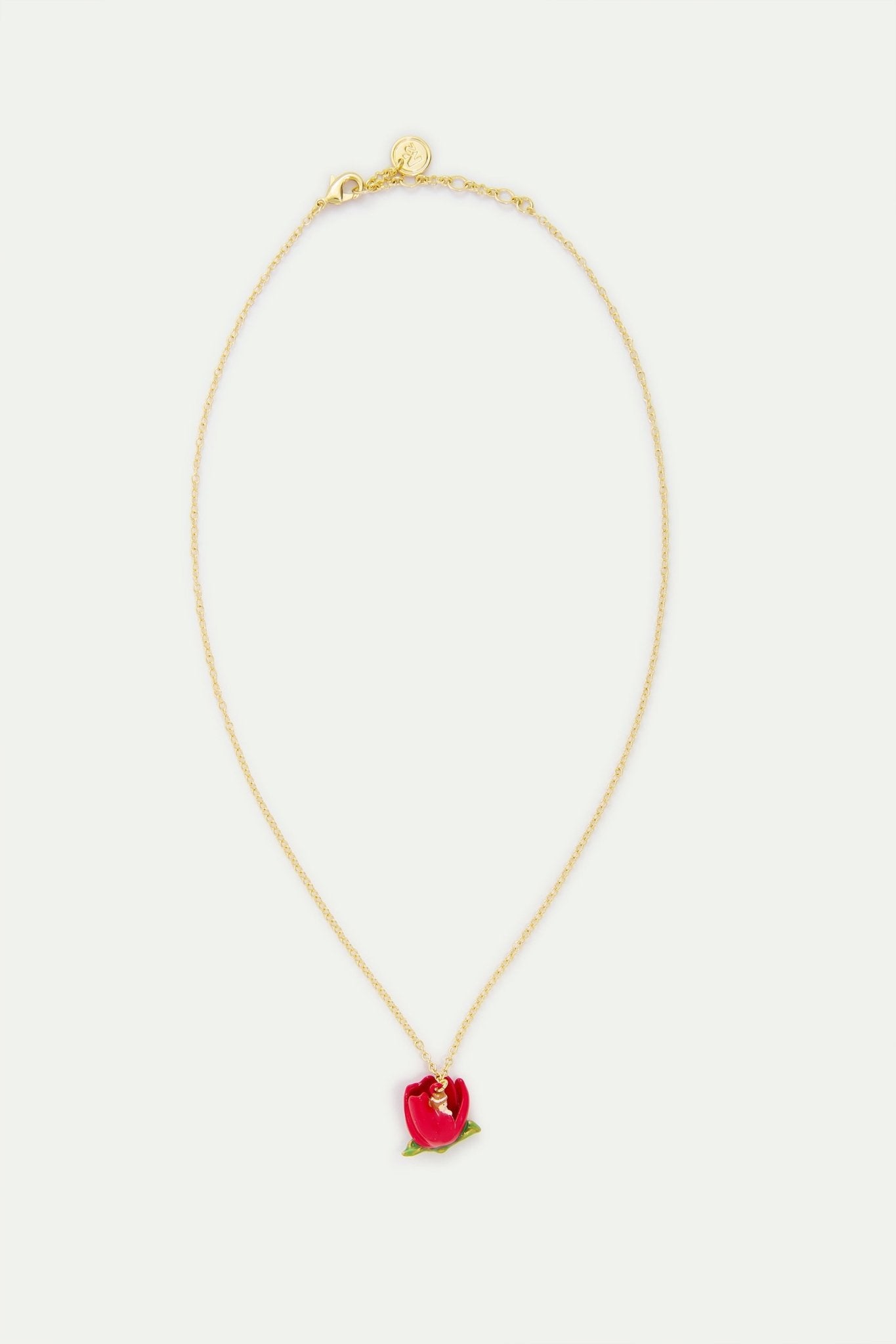 Red Tulip And Thumbelina Pendant Necklace | AYCN3031 - Les Nereides