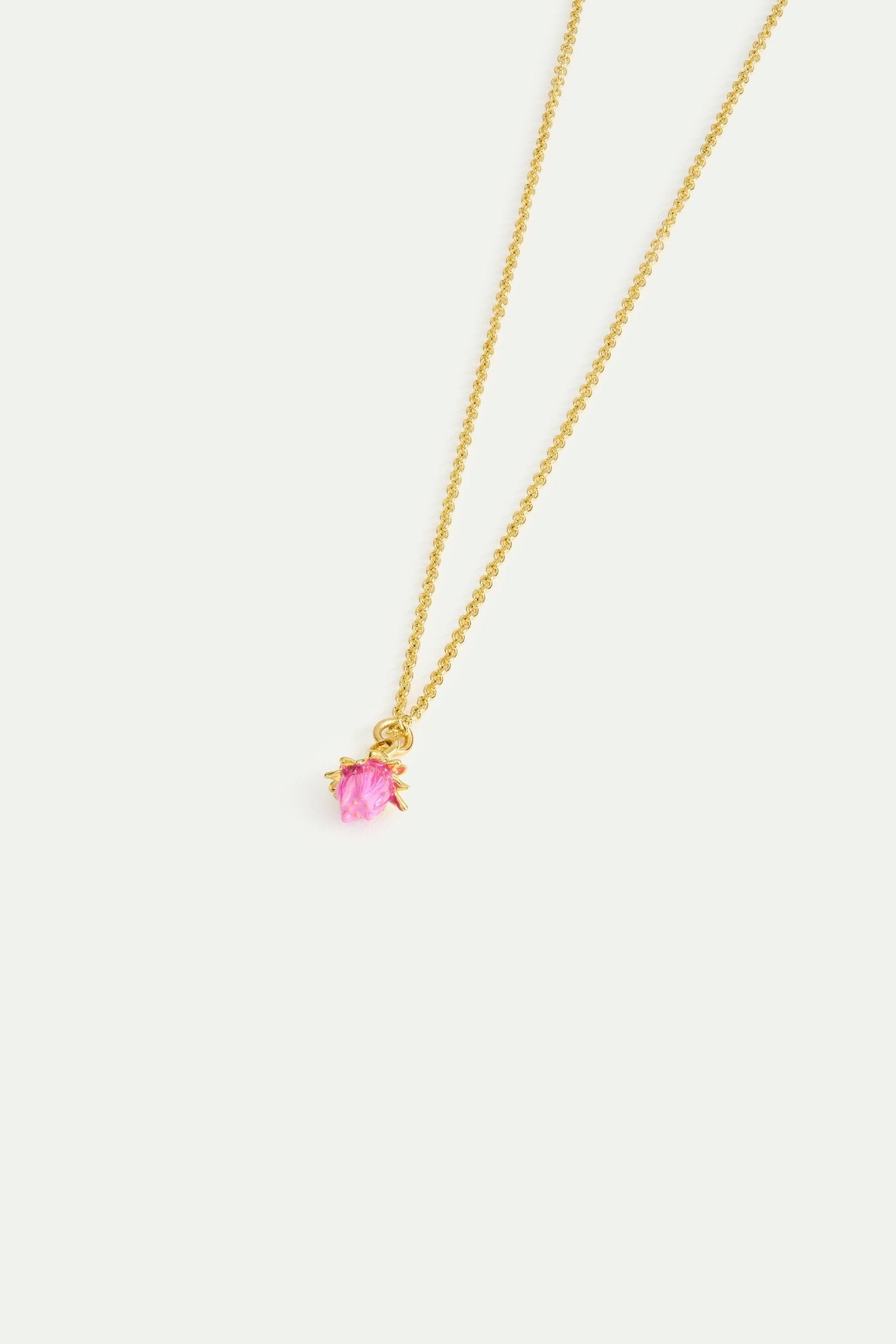 Rosebud And White Crystal Pendant Necklace | AWBB3071 - Les Nereides