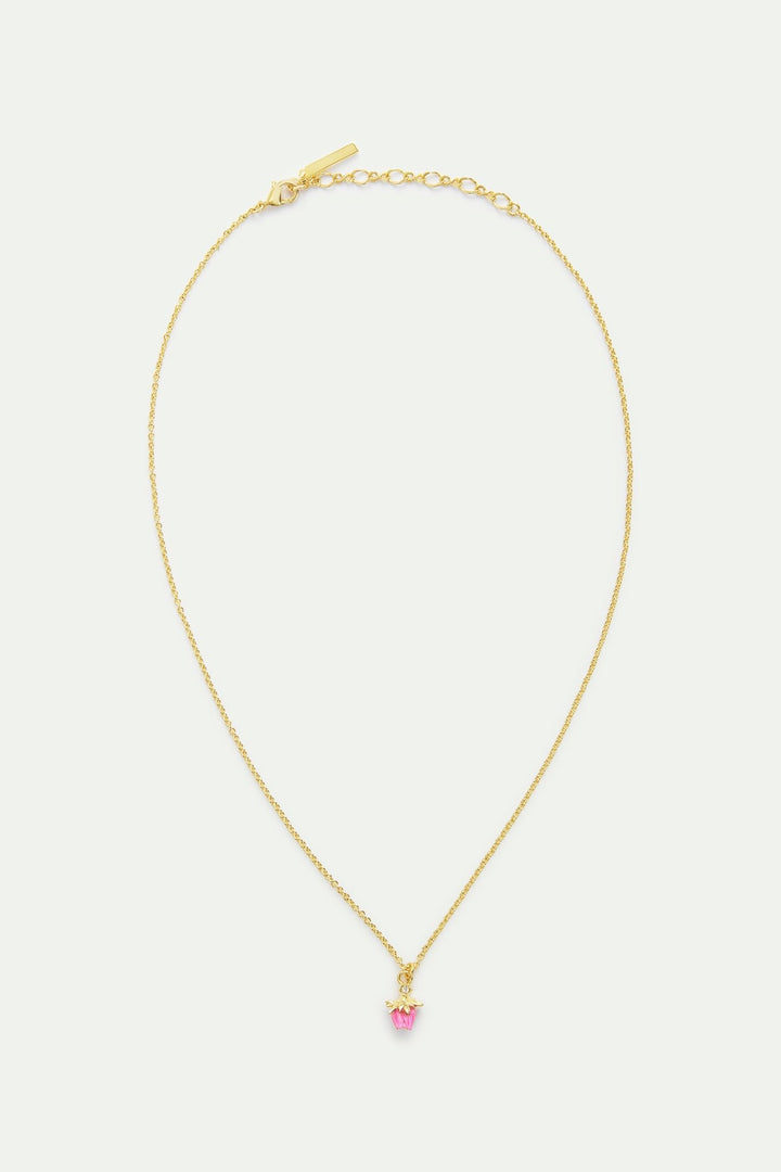 Rosebud And White Crystal Pendant Necklace | AWBB3071 - Les Nereides