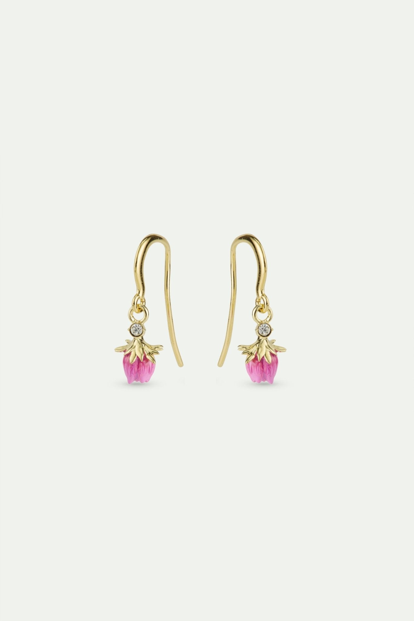Rosebud Hook Earrings With White Crystal | AWBB1101 - Les Nereides