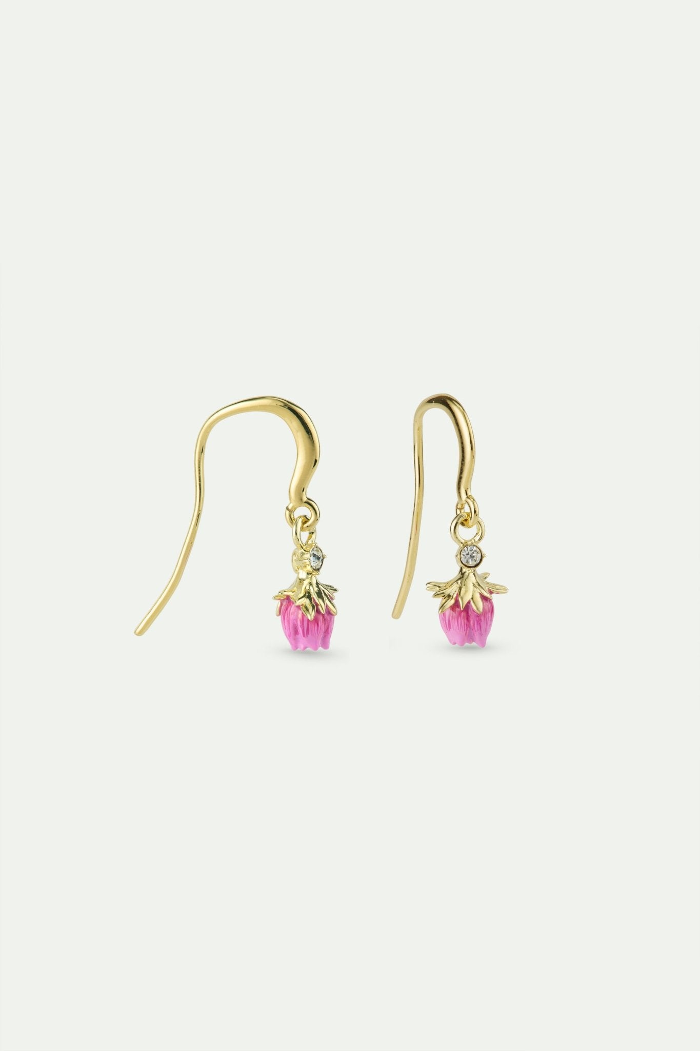 Rosebud Hook Earrings With White Crystal | AWBB1101 - Les Nereides