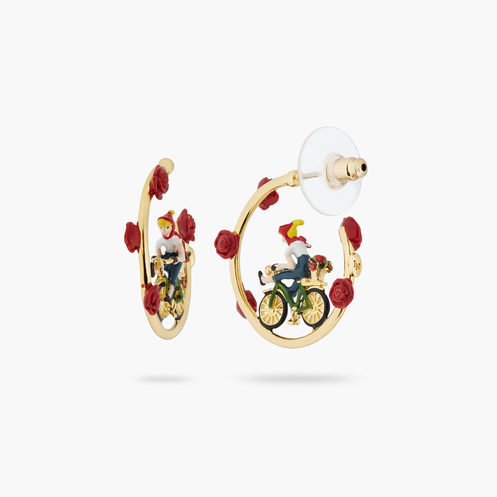 Roses And Woman On Bicycle Earrings | ATPA1011 - Les Nereides