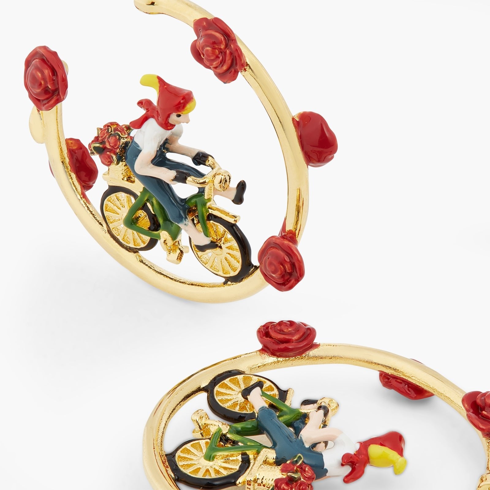 Roses And Woman On Bicycle Earrings | ATPA1011 - Les Nereides