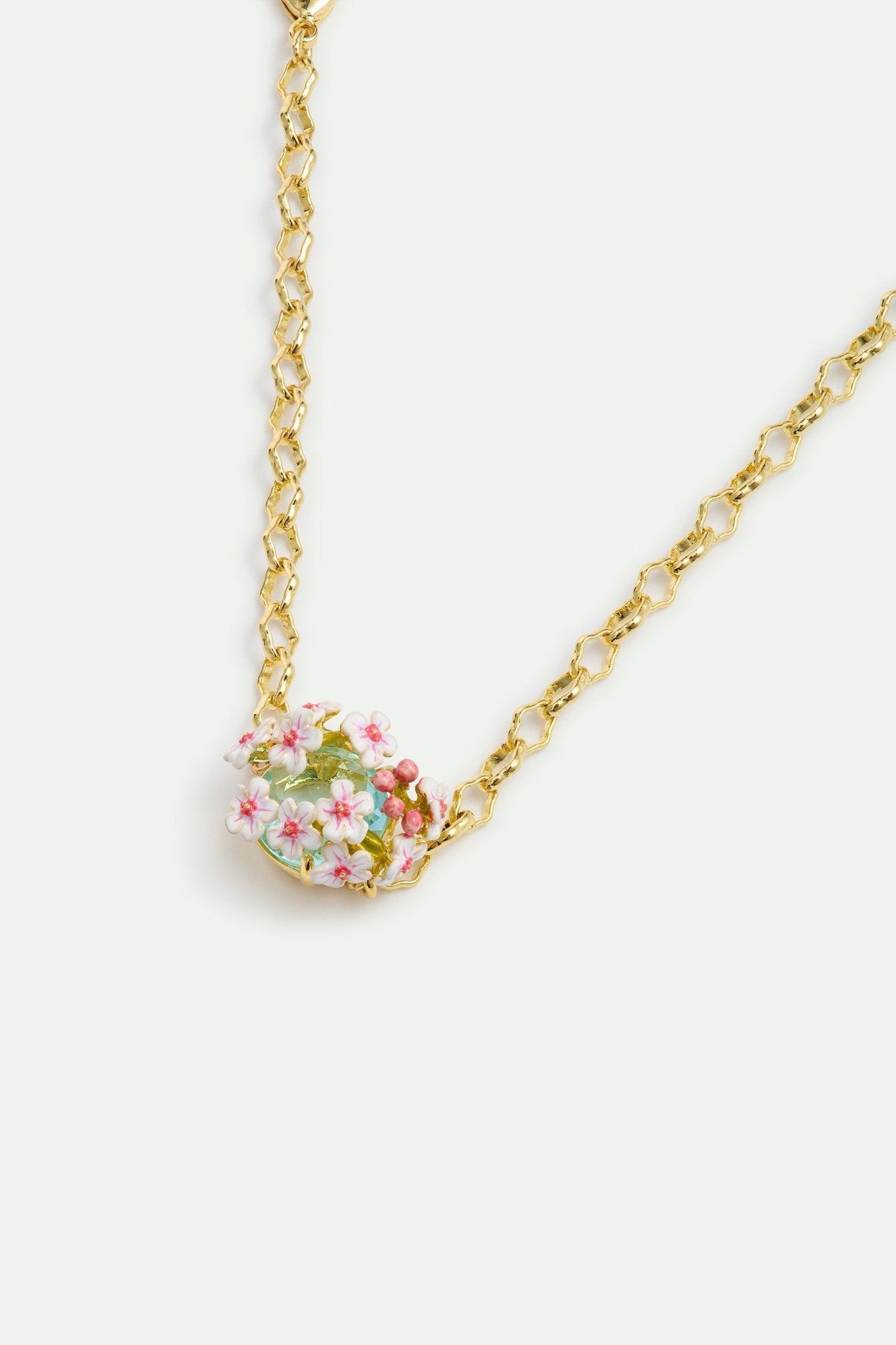 Round Blue Stone Bracelet With White And Pink Hawthorn | AYDF2011 - Les Nereides