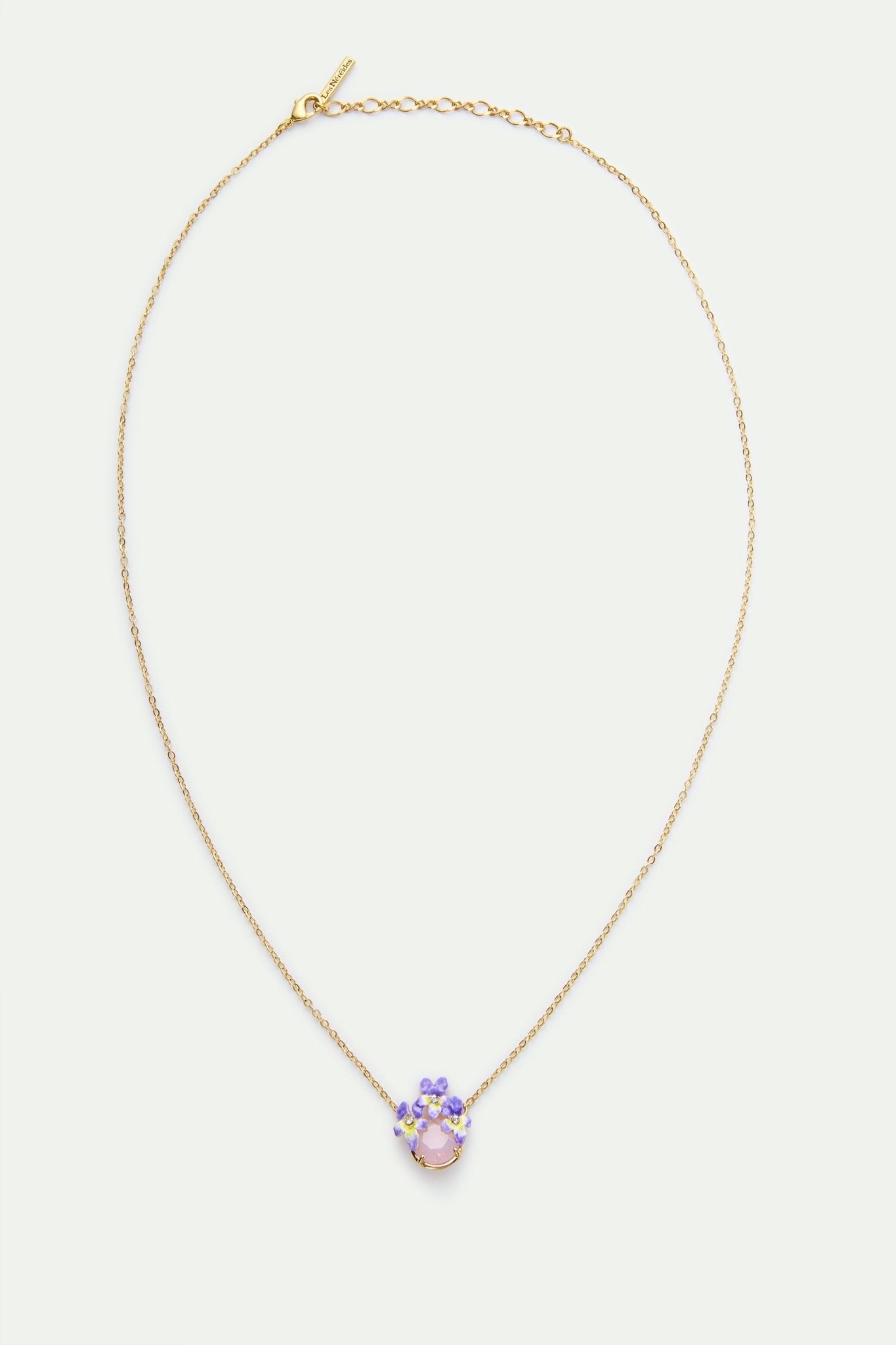 Round Pink Faceted Stone And Violet Necklace | AYCV3031 - Les Nereides