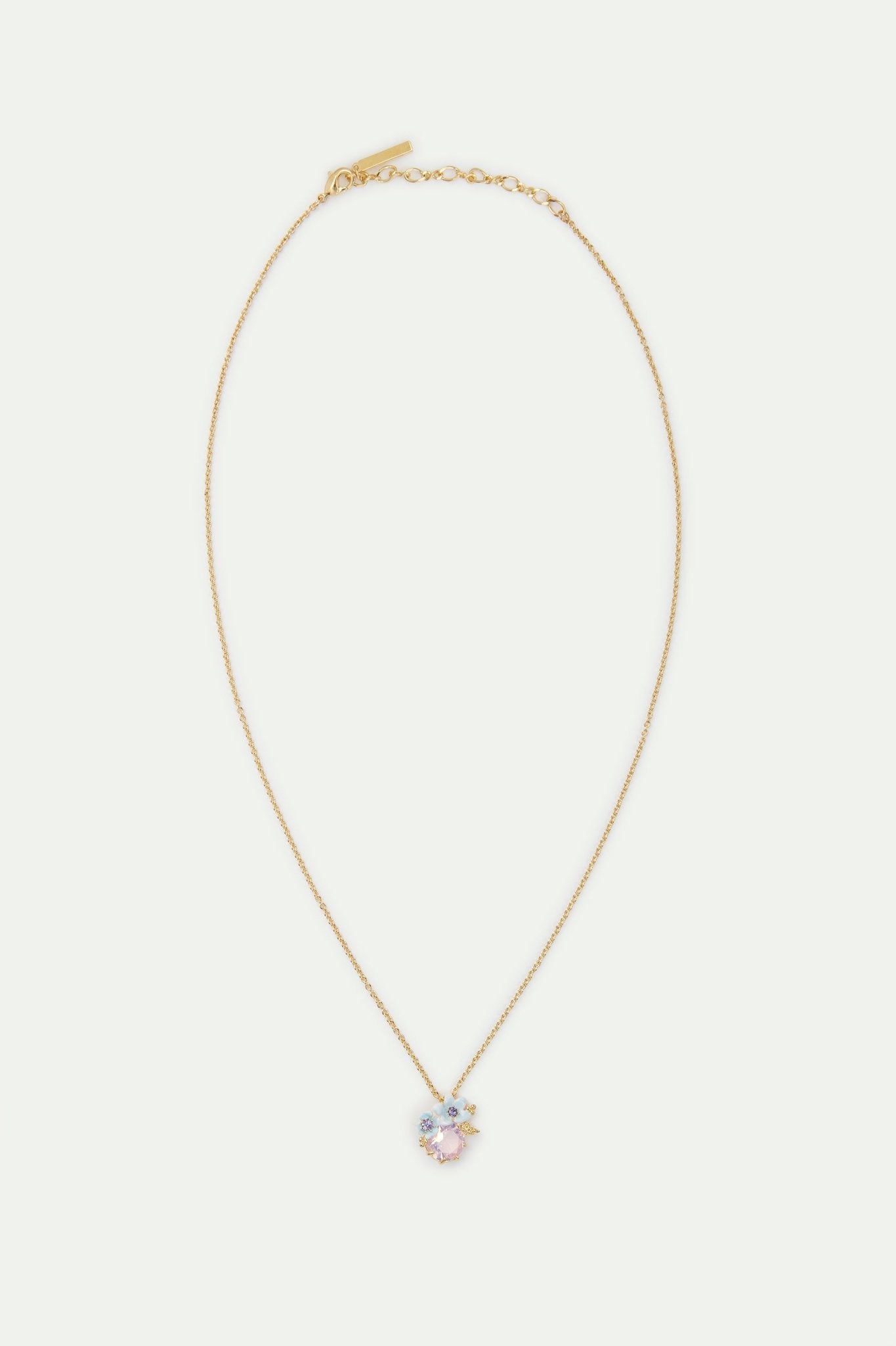 Round purple stone and blue flower wedding necklace | AVJV3041 - Les Nereides