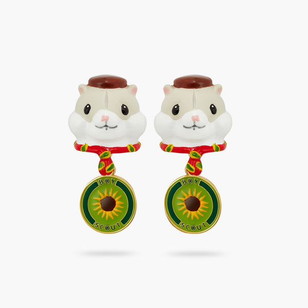 Scout Hamster And Sunflower Badge Earrings | ATGJ1021 - Les Nereides