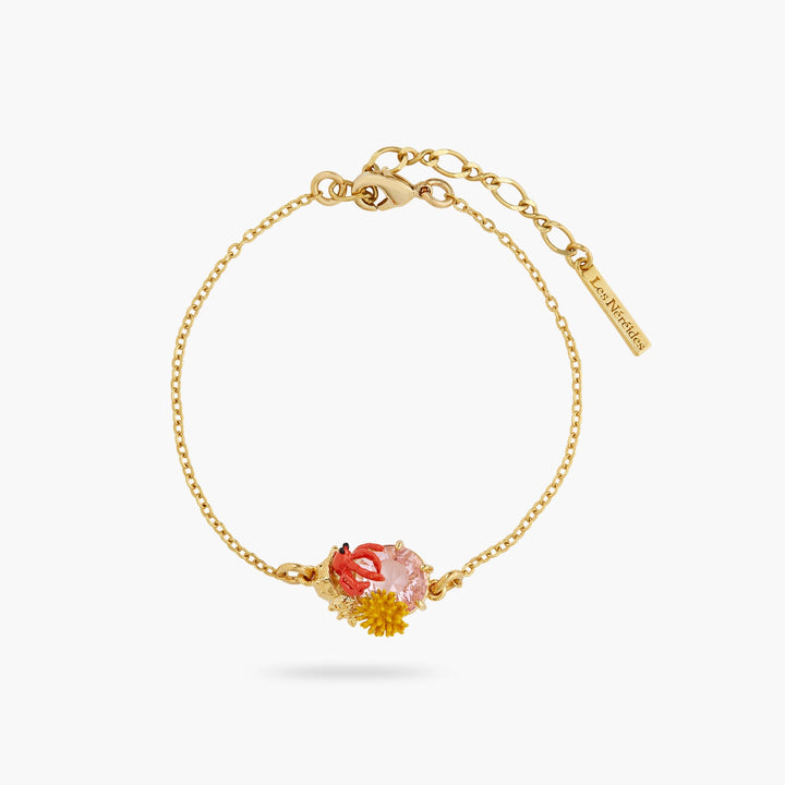 Seashell, Enamelled Coral And Cut Crystal Stone Fine Bracelet | ATPR2021 - Les Nereides