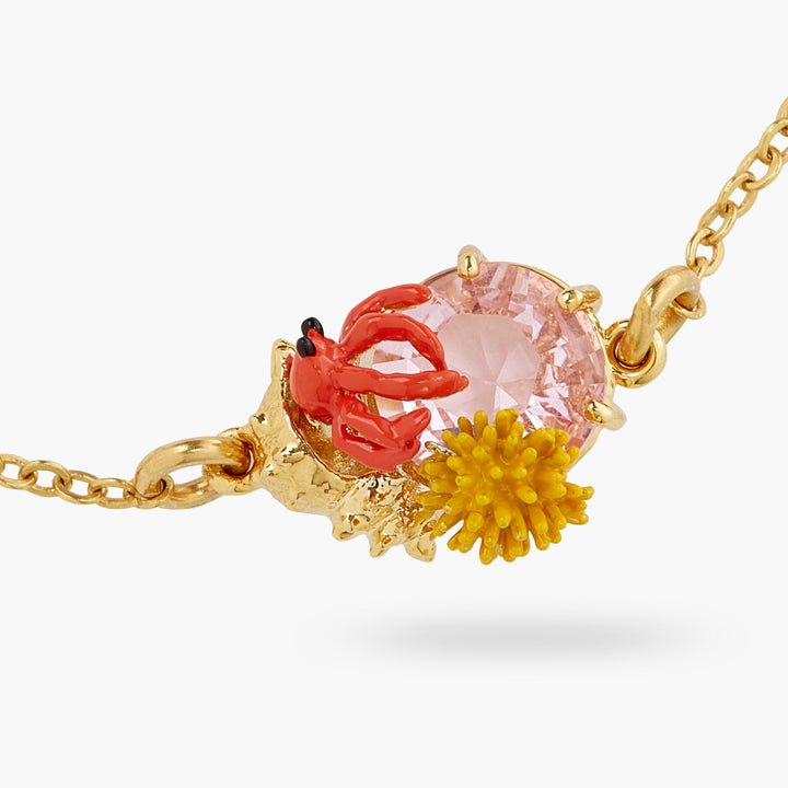 Seashell, Enamelled Coral And Cut Crystal Stone Fine Bracelet | ATPR2021 - Les Nereides