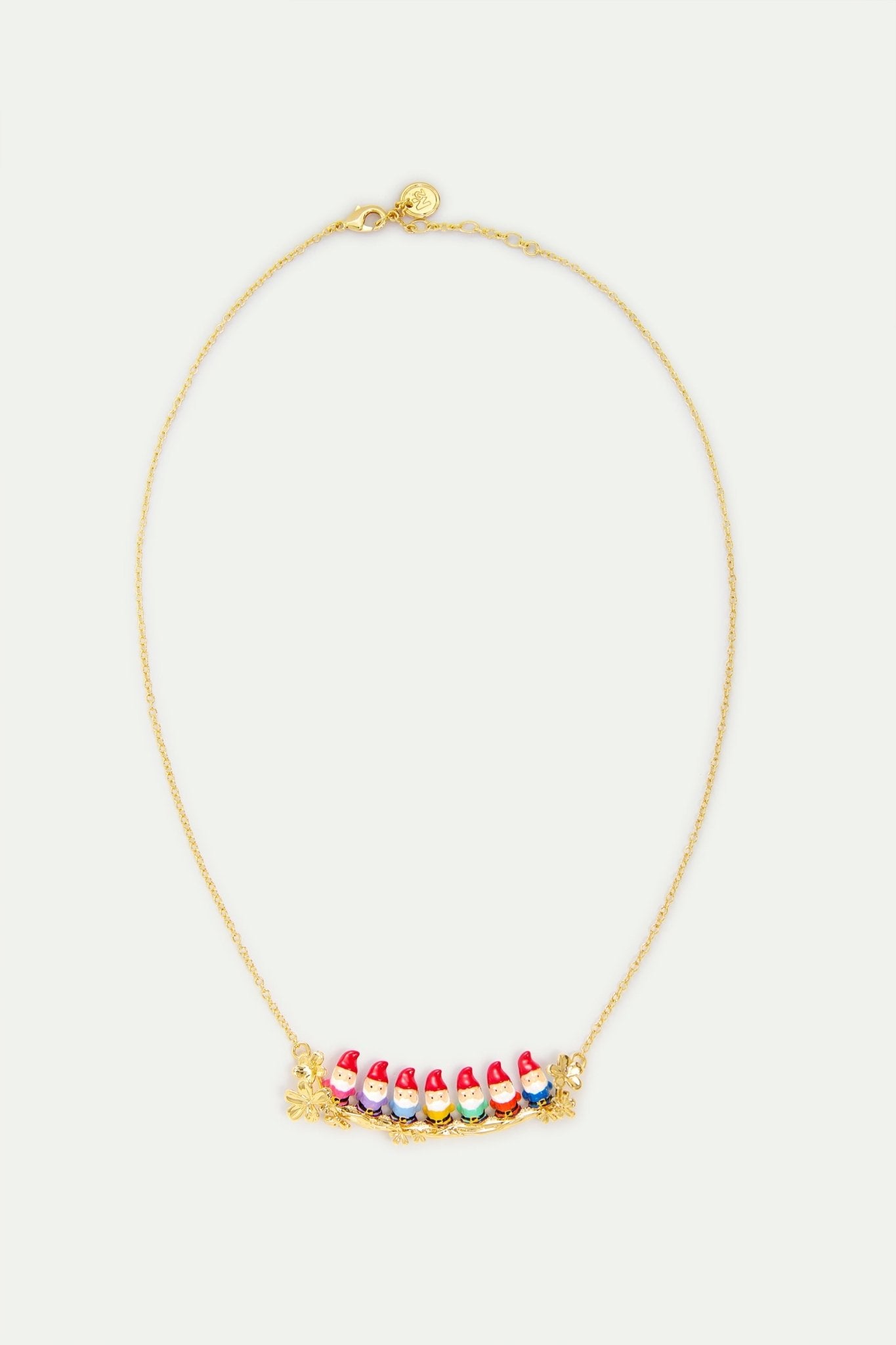 Seven Dwarves And Gold Flower Statement Necklace | AYCN3011 - Les Nereides
