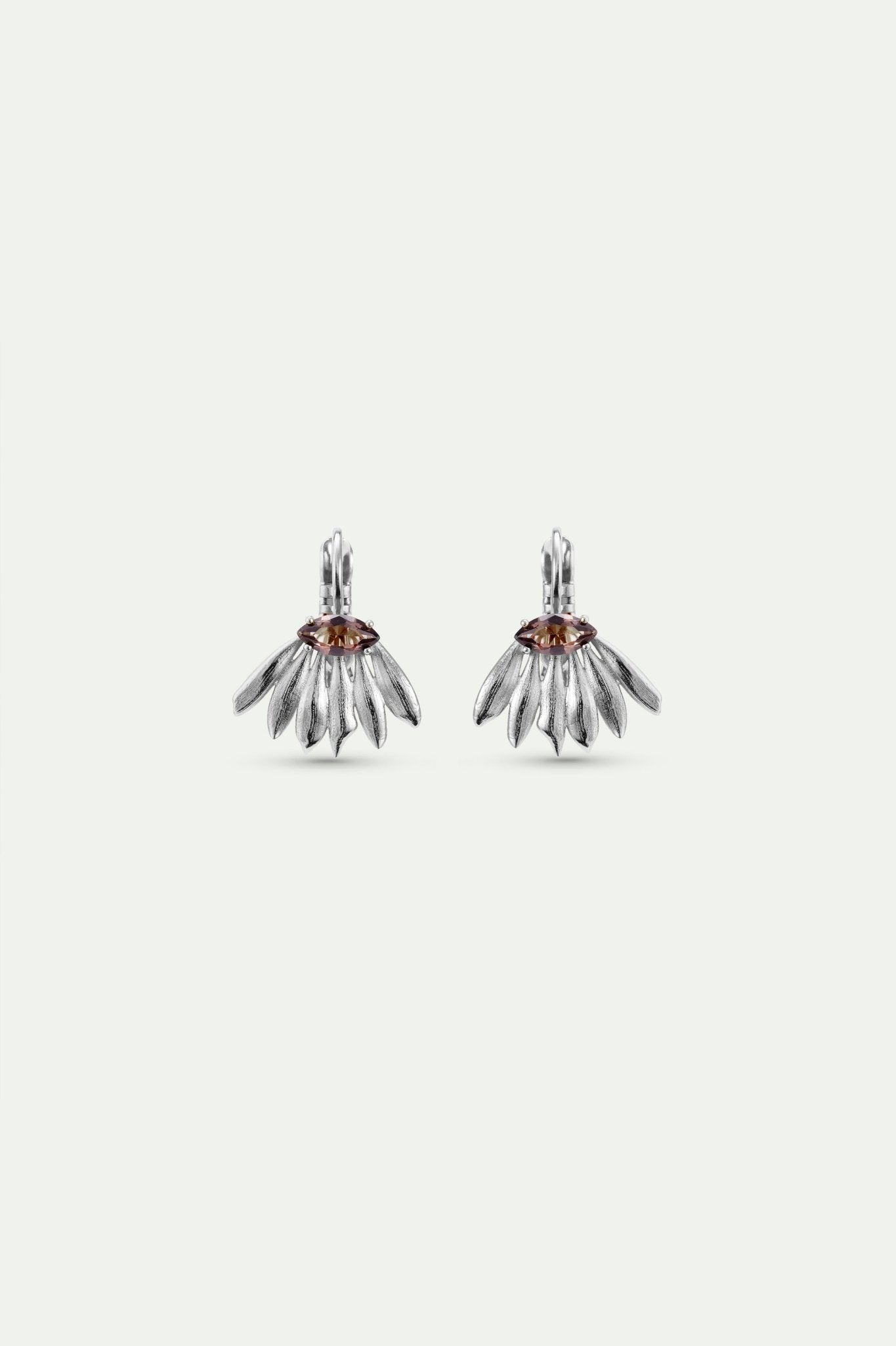 Silver Sunflower And Purple Stone Post Earrings | AXNF1061 - Les Nereides