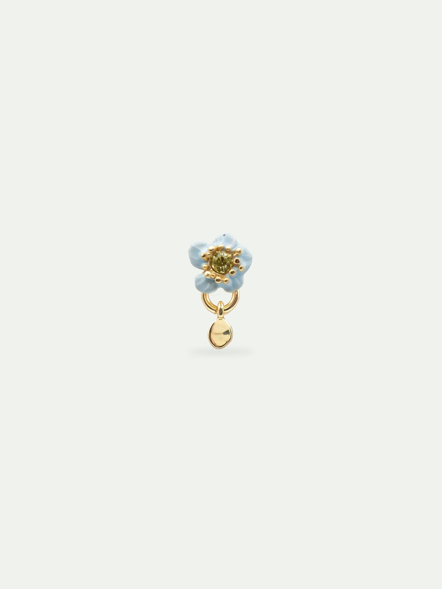 Single Earring With A Blue Flower And A Faceted Stone | AWSO1011 - Les Nereides