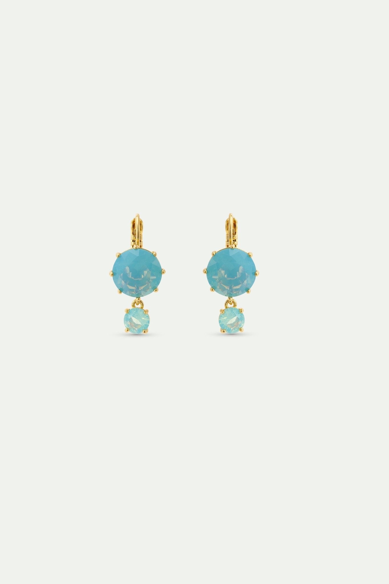 Sleeper Earrings With Two Glacier Blue Diamantine Stones | AYLD1262 - Les Nereides