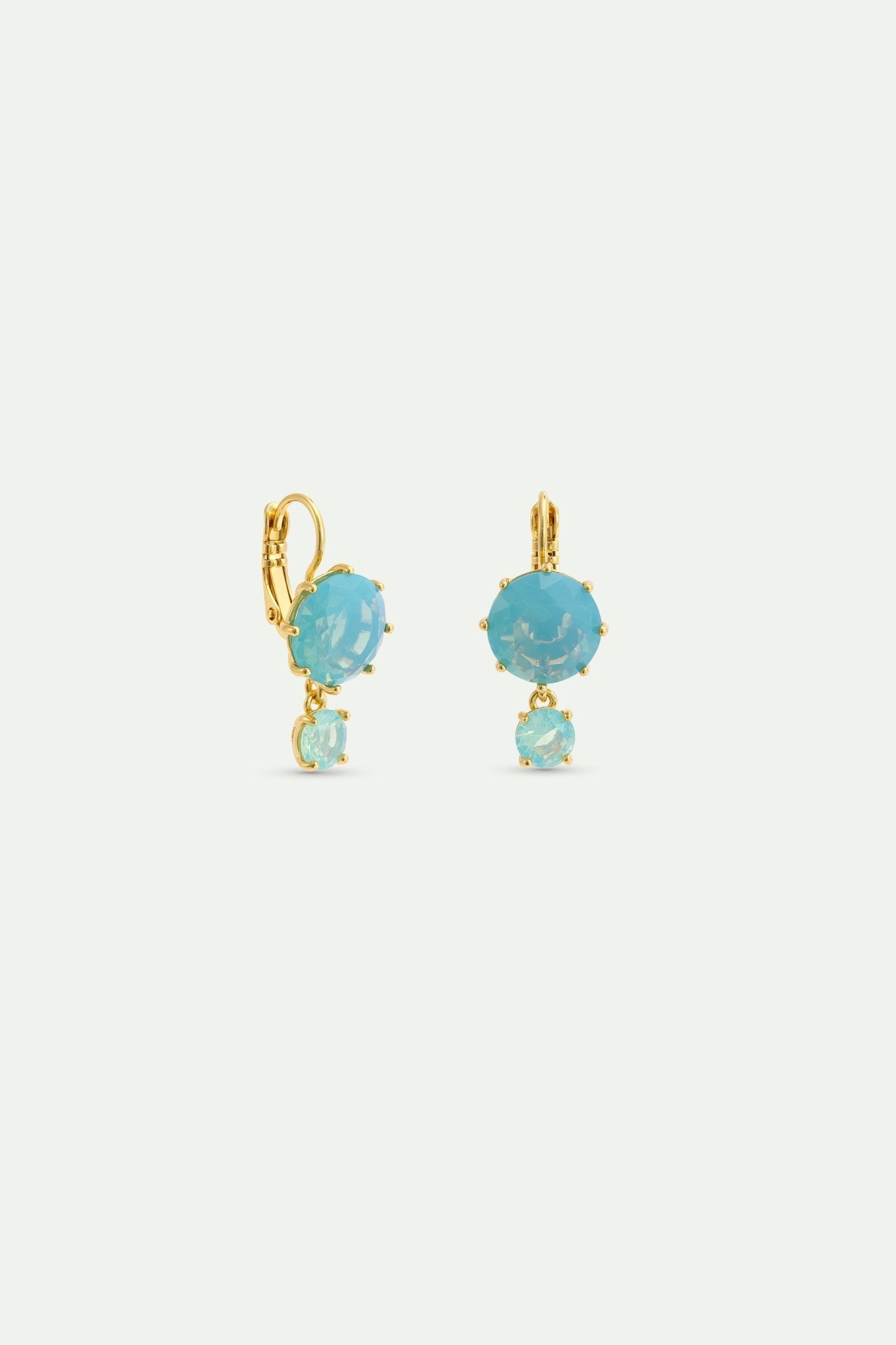 Sleeper Earrings With Two Glacier Blue Diamantine Stones | AYLD1262 - Les Nereides