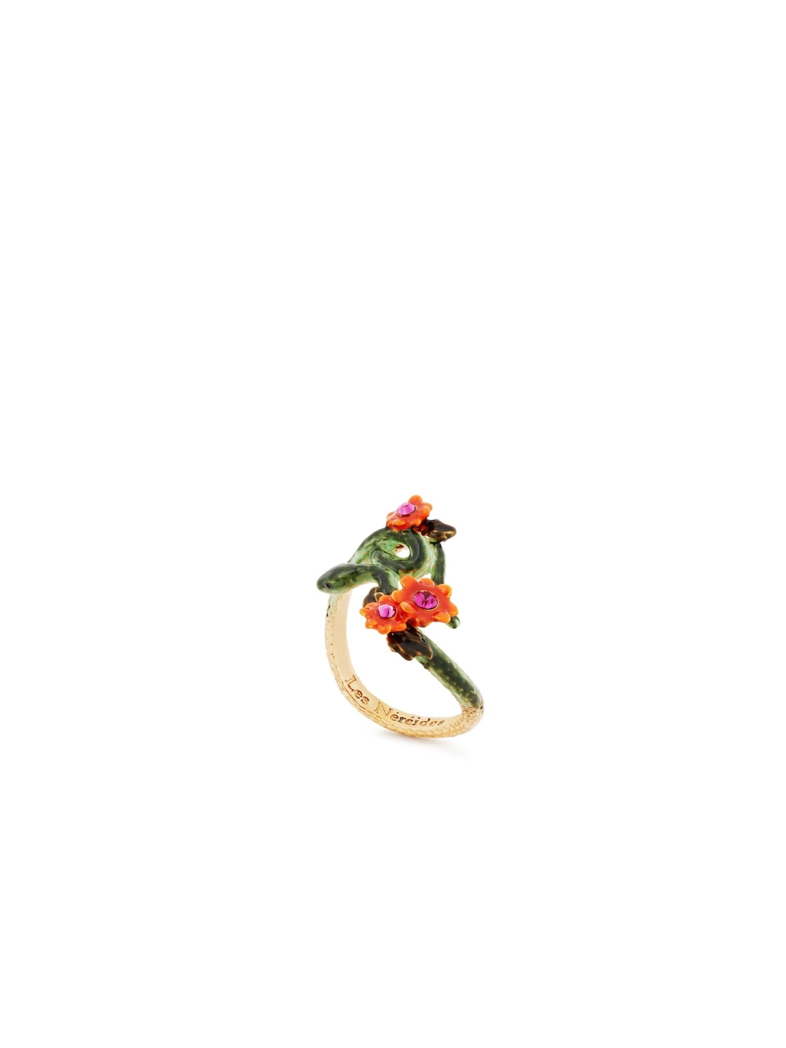 Snake And Orange Flowers Cocktail Ring | AUVI6031 - Les Nereides