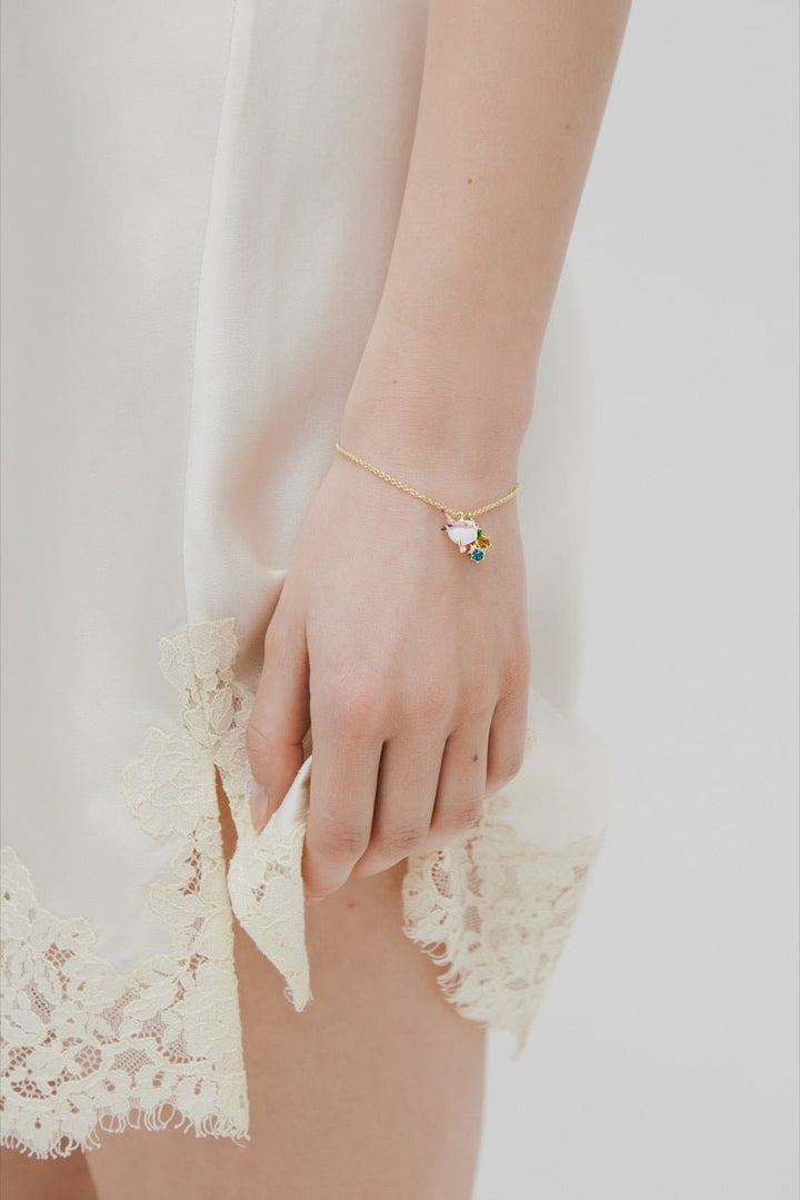 Snow Bunting & Rosebud Pendant Bracelet | AWBB2011 - Les Nereides