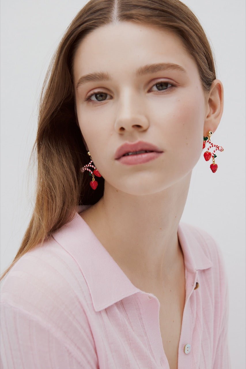 Strawberry And Candy Cane Earrings | AWMC1091 - Les Nereides