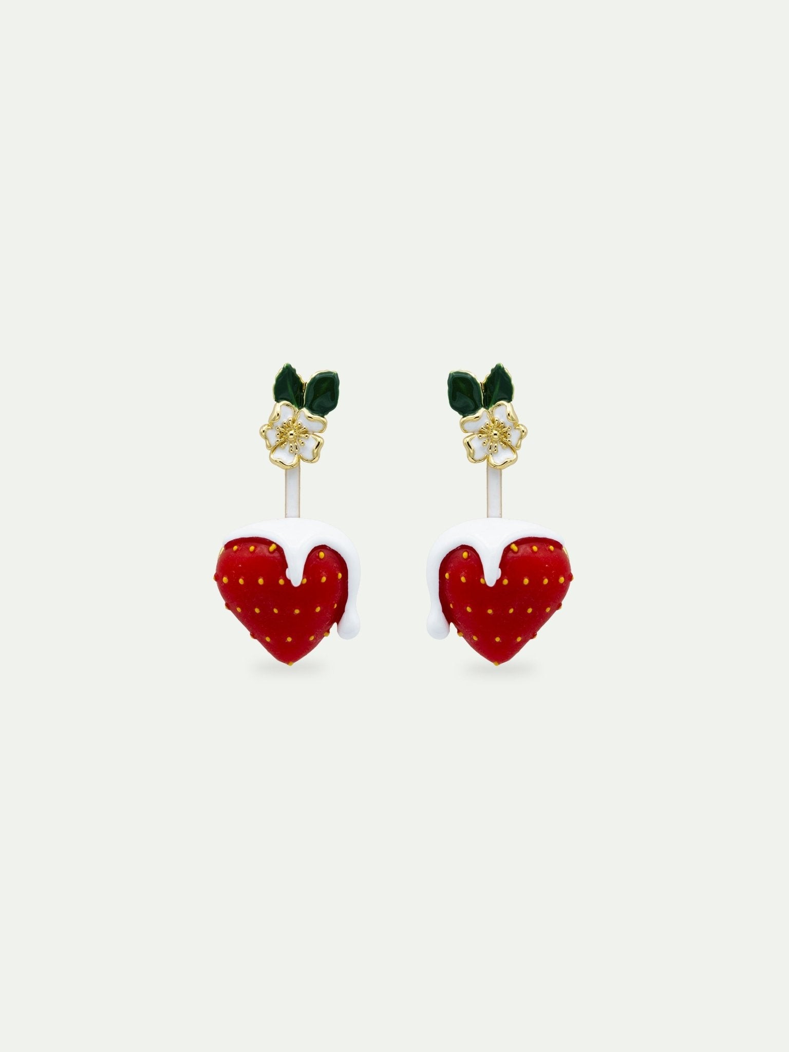 Strawberry And Cream With White Flower Earrings | AWMC1111 - Les Nereides