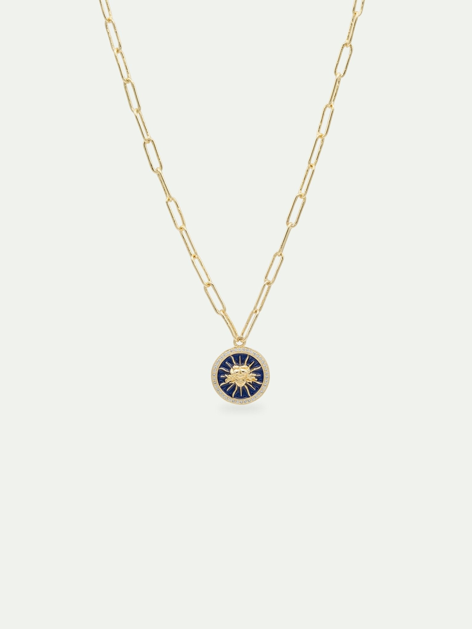 Sun king blue medal chain necklace | AVVE3031 - Les Nereides