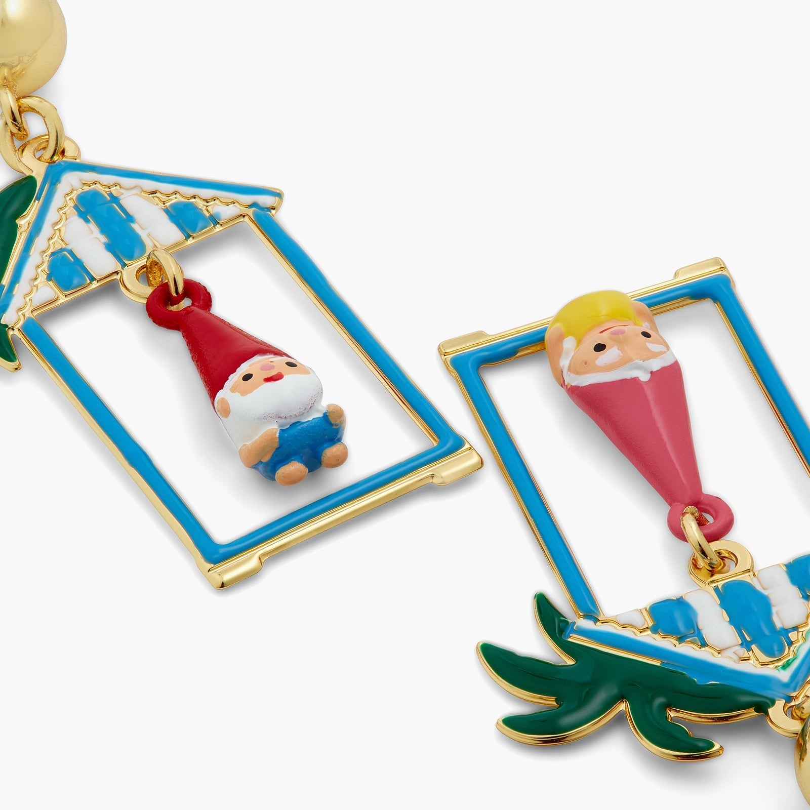 Toadstool Family Couple And Beach Hut Asymmetrical Earrings | ATCP1091 - Les Nereides