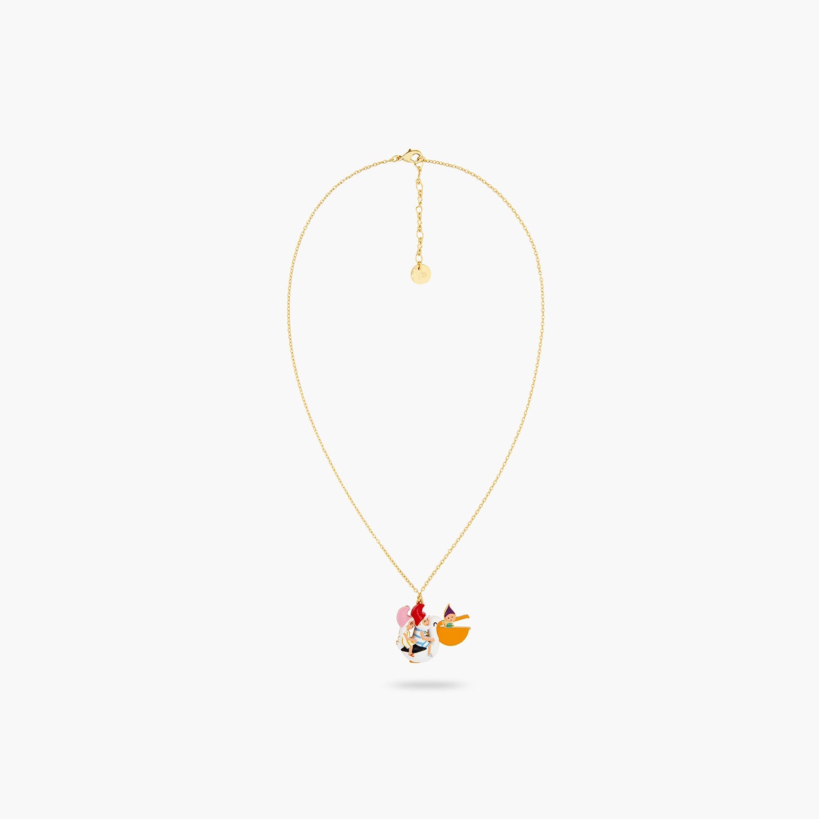Toadstool Family Couple Riding A Pelican Pendant Necklace | ATCP3071 - Les Nereides
