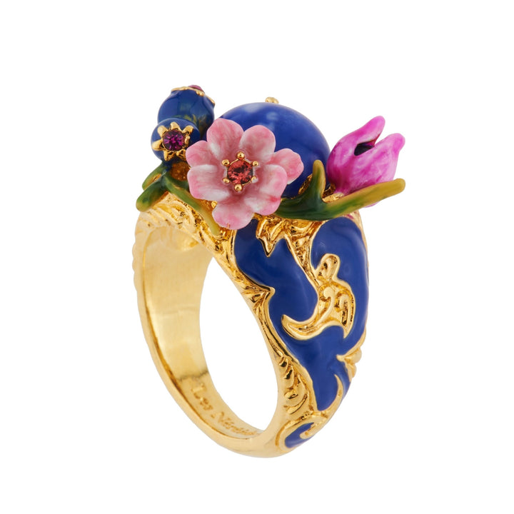 Tulip, Pink Flower And Blue Stone 50 Rings | AGHI606/11 - Les Nereides