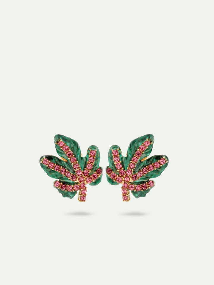 Vine Leaf And Faceted Crystal Earrings | AUVI1061 - Les Nereides