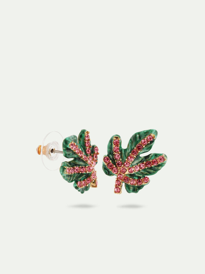 Vine Leaf And Faceted Crystal Earrings | AUVI1061 - Les Nereides