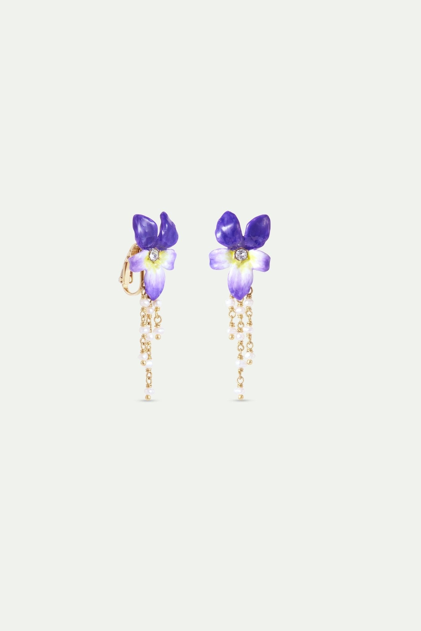 Violet And Cultured Pearls Dangle Earrings | AYCV1011 - Les Nereides