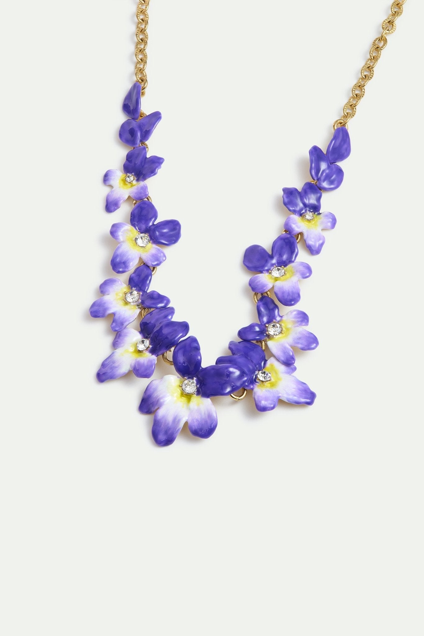 Violets And Faceted Crystal Statement Necklace | AYCV3011 - Les Nereides